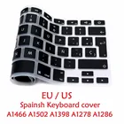 Мягкий силиконовый чехол для клавиатуры Macbook Pro Retina 13 15 Air 13 EU US A1466 A1278 A1286