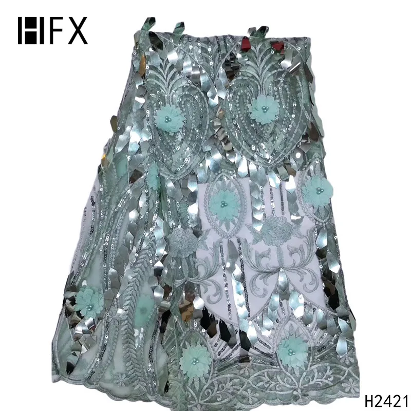 HFX новый дизайн большие цветы африканская французская кружевная ткань зеленая