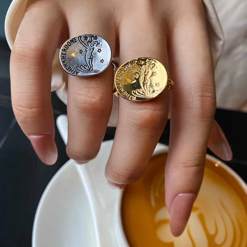 

Minimalist Liberty Goddess Finger Rings For Women Friends Gold Silver Color Vintage Open Ring Simple Birthday Jewelry Gift 2021