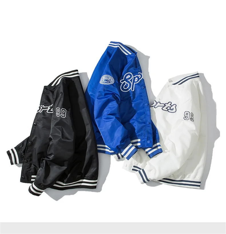 

2021 New Letters Embroidery Baseball Jacket Men Streetwear Bomber Jacket Men Loose Baseball Uniform Female Spring Coat