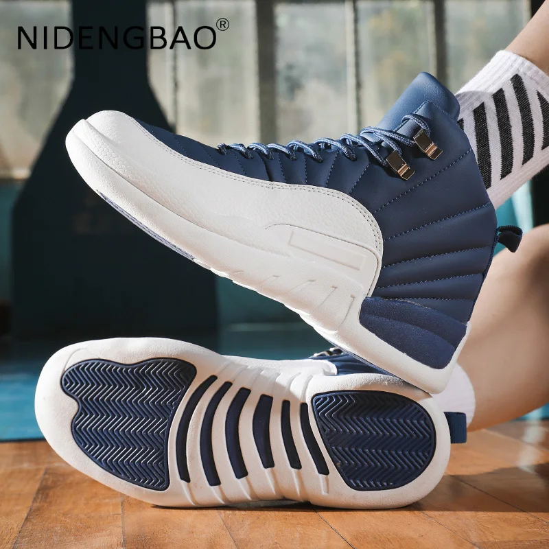 Cool Men's Sneakers High Top Basketball Shoes Breathable Cushioning Retro Male Running Sports Shoes Big Size 46 47 Footwear