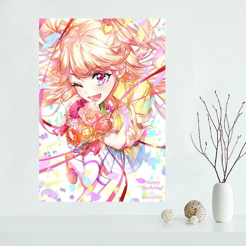 

Плакат Aikatsu на холсте аниме для домашнего декора, тканевый настенный постер для гостиной, 40x60 см, 50x75 см, на заказ