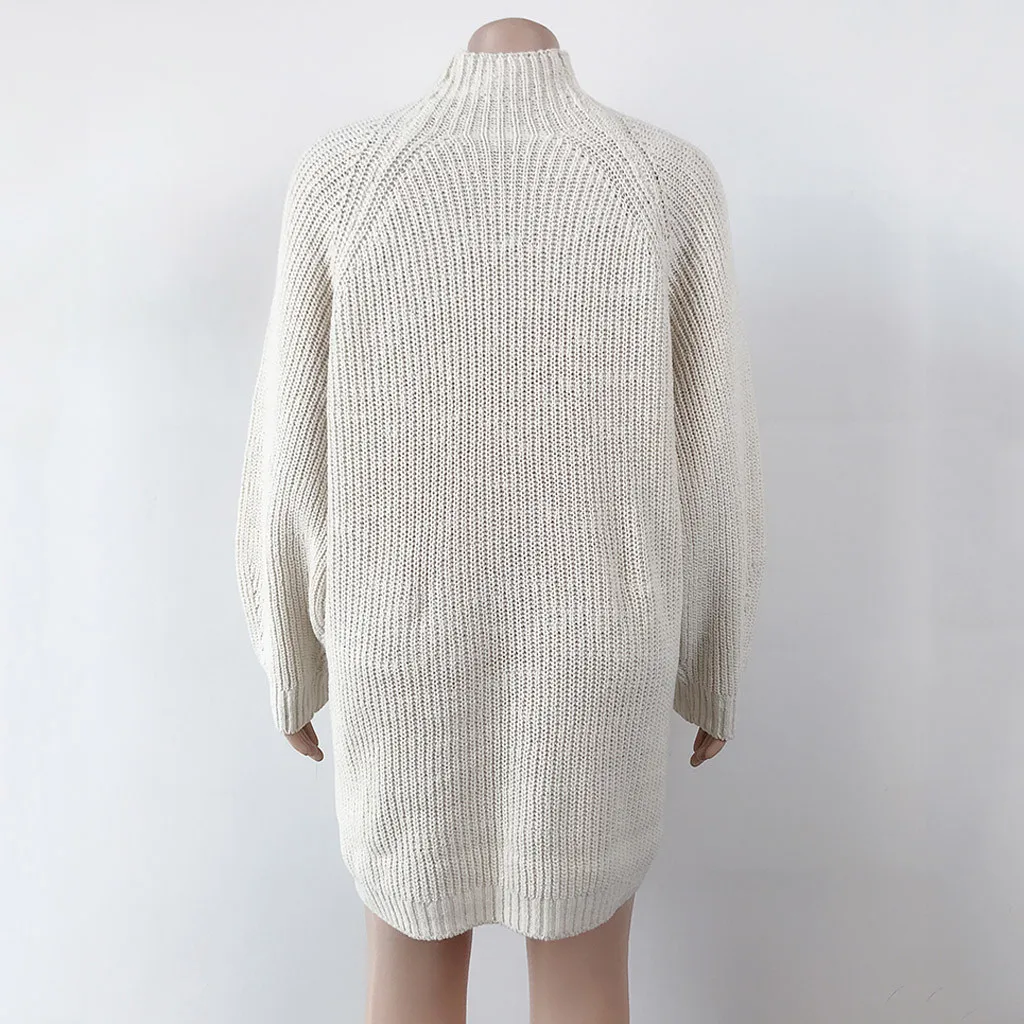Женский свитер длинный рукав водолазка зима высокая талия свободный платье