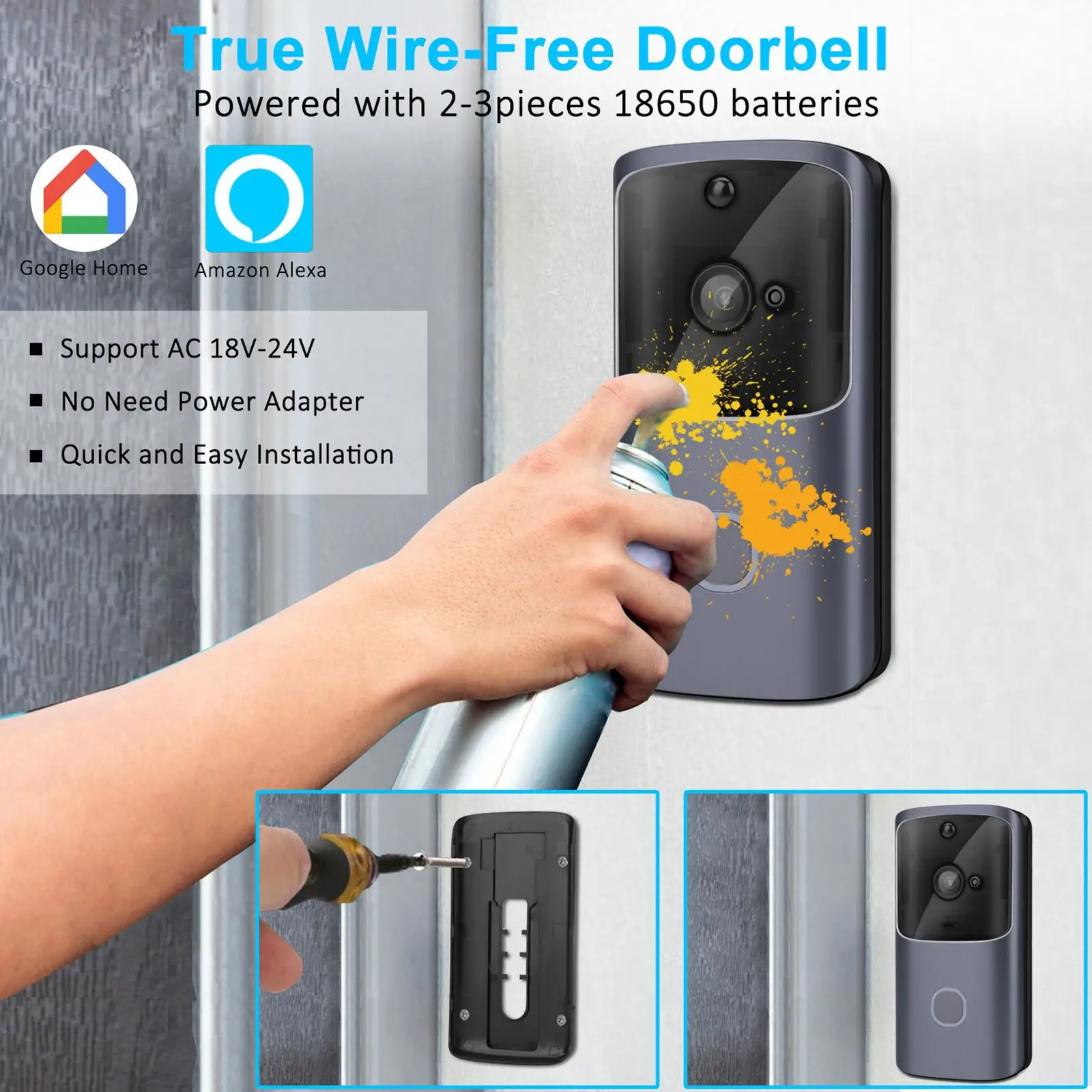 

Smart Video Doorbell 166-Degree Wide Angle Two-Way Talk Wireless Doorbell Camera M10 Wireless WIFI Video Doorbell