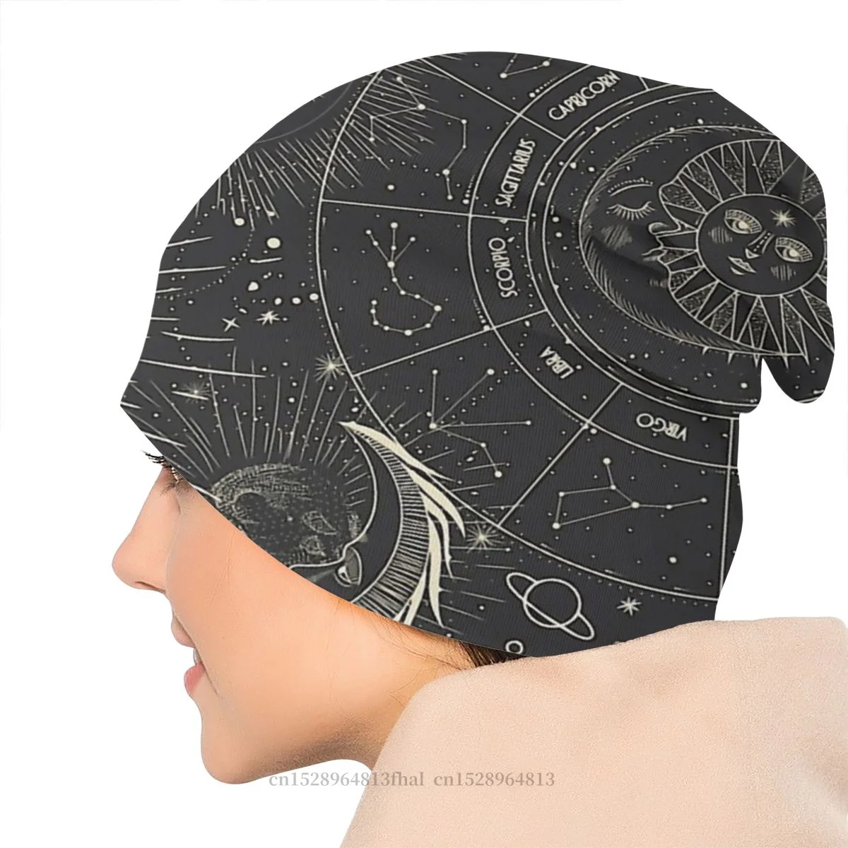 

Knitting Hat Space Patterns Beanie Caps Men Women Constellation Universe Planet Hand Drawn Symbols Skullies Beanies Bonnet Hats