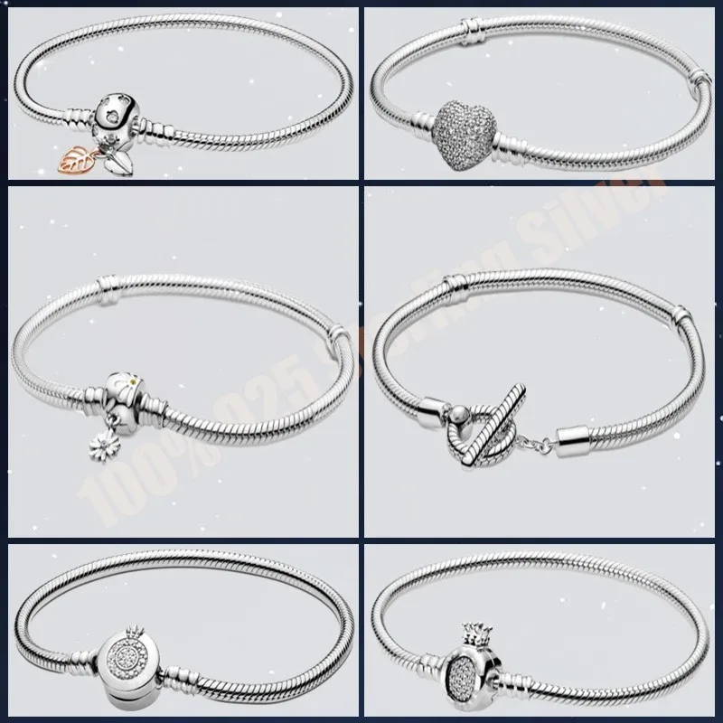 

Original 925 Sterling Silver Crown And Heart With Crystal Button Pan Bracelet Fit European Charm Bracelets Women Jewelry