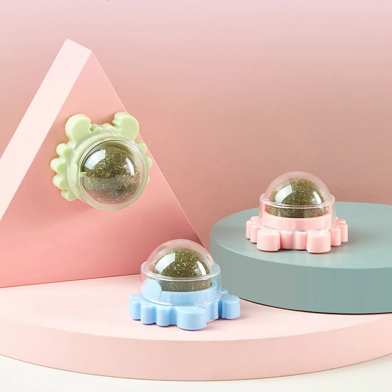 

Catnip Balls Cat Snacks Catnip Sugar Candy Toys with 360 Degree Rotation Compressed Catnip Ball Cats Teeth Cleaning Chew Toy