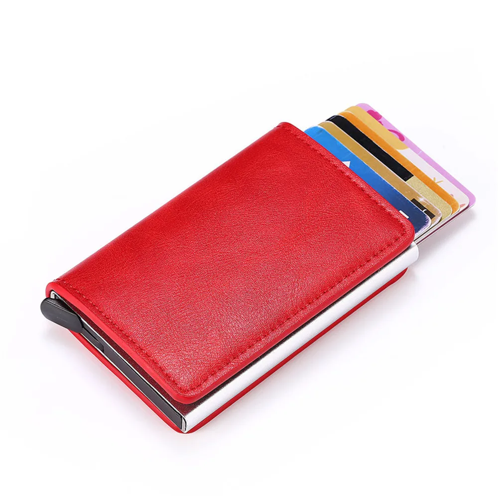 

Carbon Fiber Men's Credit Card Holder Leather Card Wallet Case RFID Blocking Cardholder Protection Purse For Women