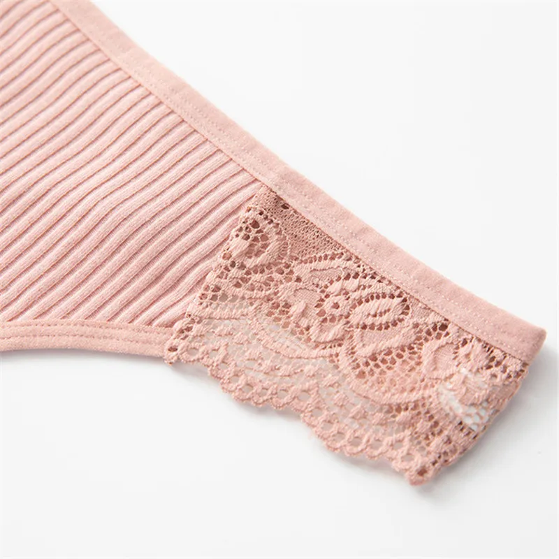 

Women's Sexy Lace Seamless Low Waist Threaded Cotton Crotch Thong Comfortable Panties High-Stretch Fitness Breathable G-String