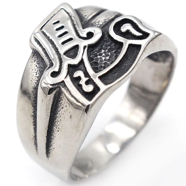 

Sinogaa Retro Men's Titanium Stainless Steel Ring Trendy Men's Domineering Steel Ring Sword Shaped Ring Dropshipping Size 7-14