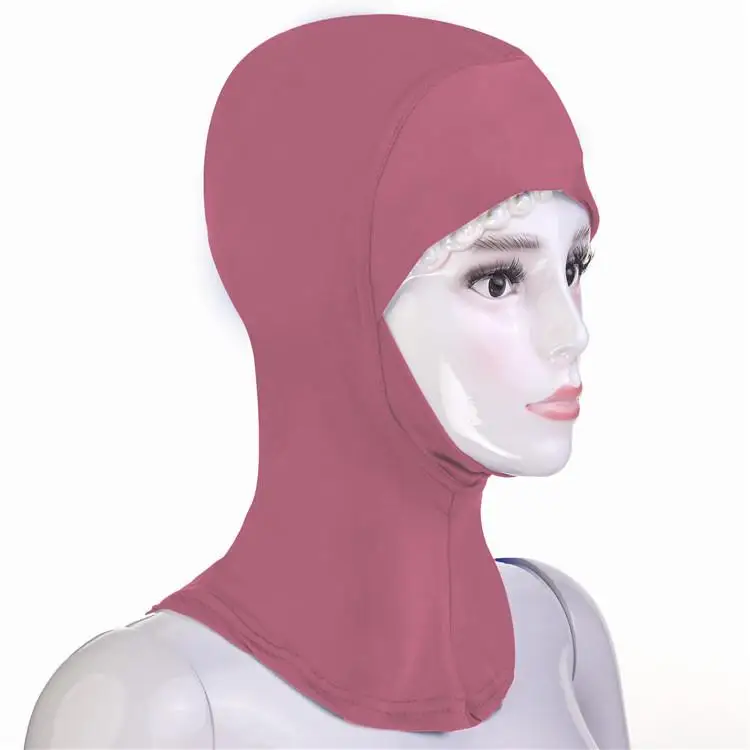 Pink Новинка, Арабская мусульманская мягкая шапка под хиджаб, внутренняя шапка под шарф, головной убор ниндзя, Одноцветный головной платок, головной убор, исламский молитвенный головной убор - Цвет: Pink