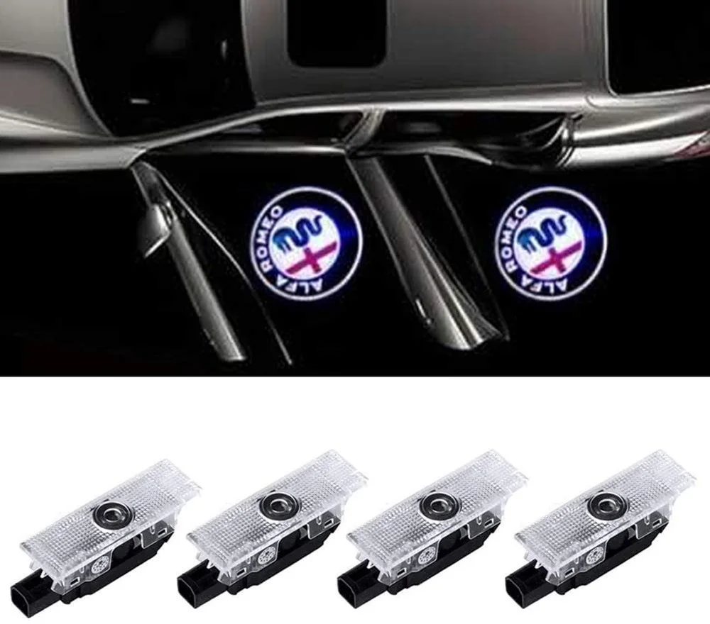 

4PCS For Alfa Romeo Giulia 2017-2019 Stelvio 2017-2019 Car LED Logo Door Lights Projector Lights Welcome Emblem Lamp Lighting