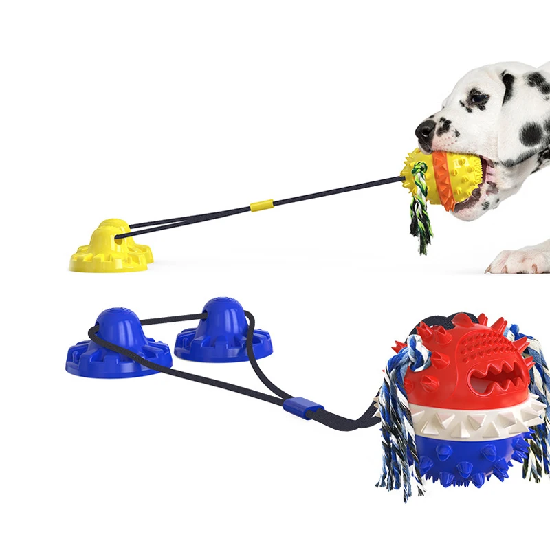Pet Dog Toys Double/Single Suction Cup Tug Pet Leakage Food Push Ball Toy Interactive Chew Bite Pet Supplies Wholesale 2021 New