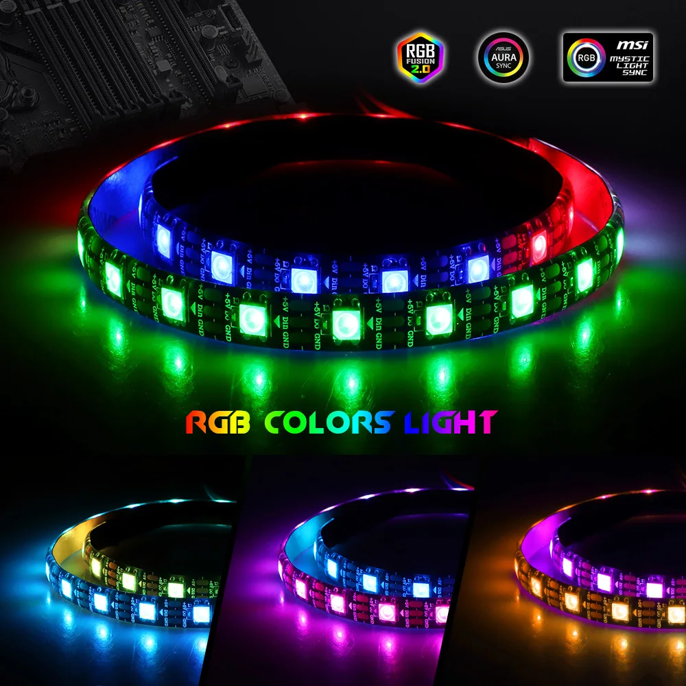 Светодиодные ленты светильник RGB 5V прибор приемно-ws2812b полосы для ПК чехол материнская плата 3 контактный разъем для ASUS Aura SYNC, MSI Mystic светильник синхронизации