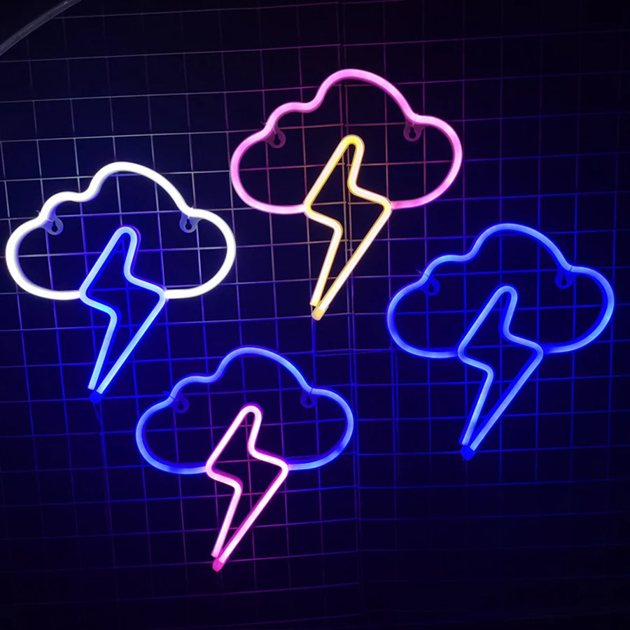 

New Cloud Lightning Neon Light Sign LED Modeling Lamp Nightlight Decor Room Corridor Window Party Holiday USB / Battery Powered
