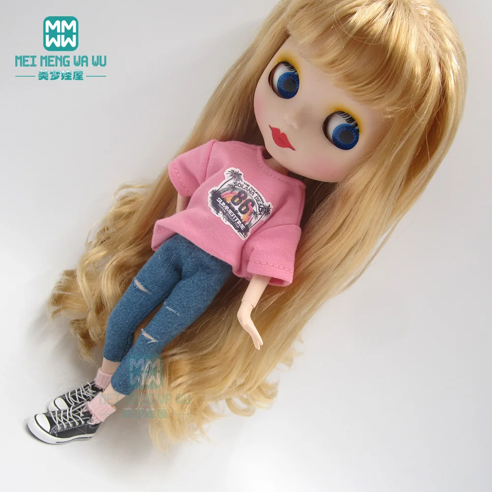 1 шт., одежда Blyth doll, модная футболка из трех предметов, футболка, юбка для кукол blyth azone ob24 1/6, аксессуары