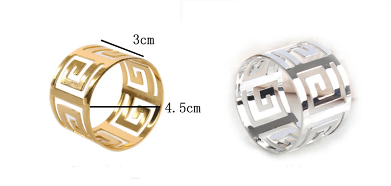 

6/10pcs/lot Silver Gold Serviette Rings Napkin Holder Table Dinner Towel Napkin Ring Decoration for Wedding Party Hotel Banquet