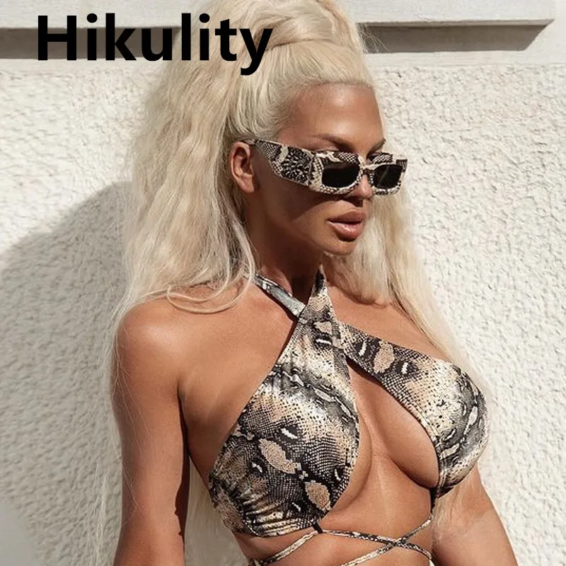 

Unique Sexy Snake Print Square Sunglasses For Women Luxury Brand Hip Hop Small Sun Glasses Men Retro Wide Leg Shades Black White