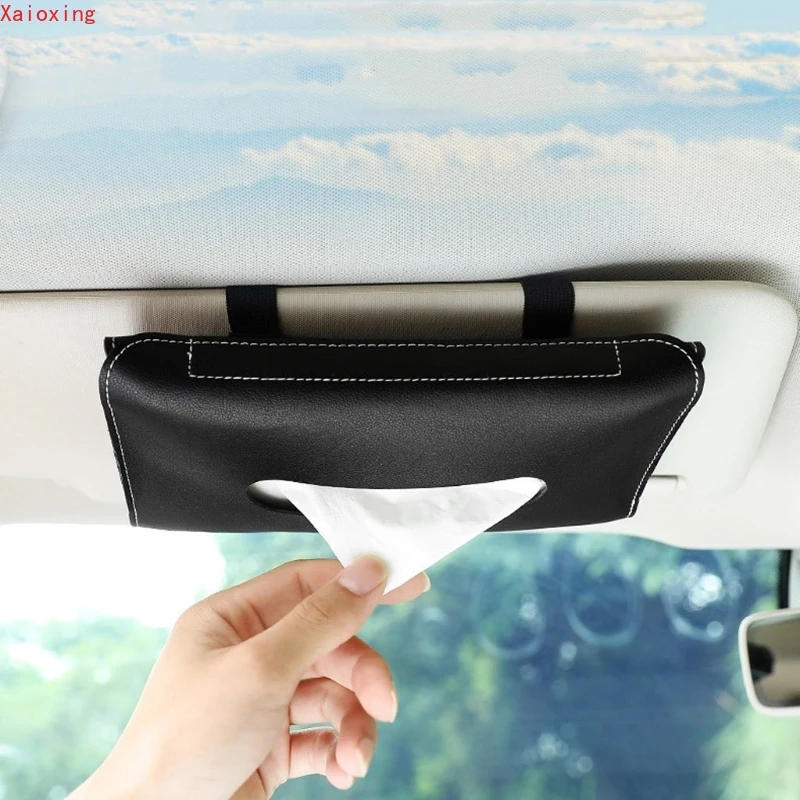 

1 Pcs Car Tissue Box Towel Sets Car Sun Visor PU Leather Tissue Box Holder Auto Interior Storage Decoration Car Interio