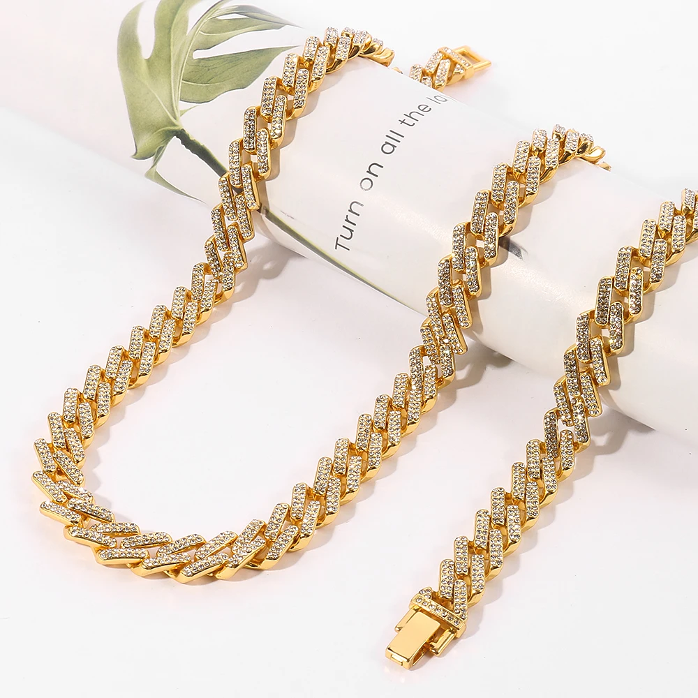 Панк Майами Снаряженная кубинское ожерелье блестящее рэпера мужские хип хоп