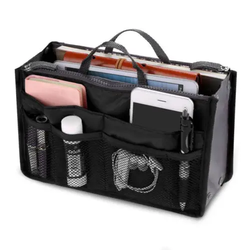 

Portable Travel Insert Organizer Handbag Multiple Pockets Nylon Purse Large liner Women Lady Fashionable Makeup Organiser Bag