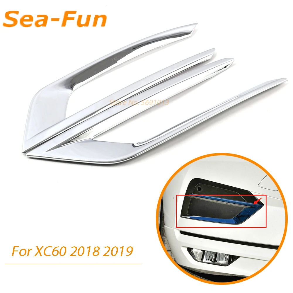 

For Volvo XC60 2018 2019 Front Fog Light Lamp Trim Cover Foglight Decoration Sticker Frame ABS Chrome Exterior Accessories