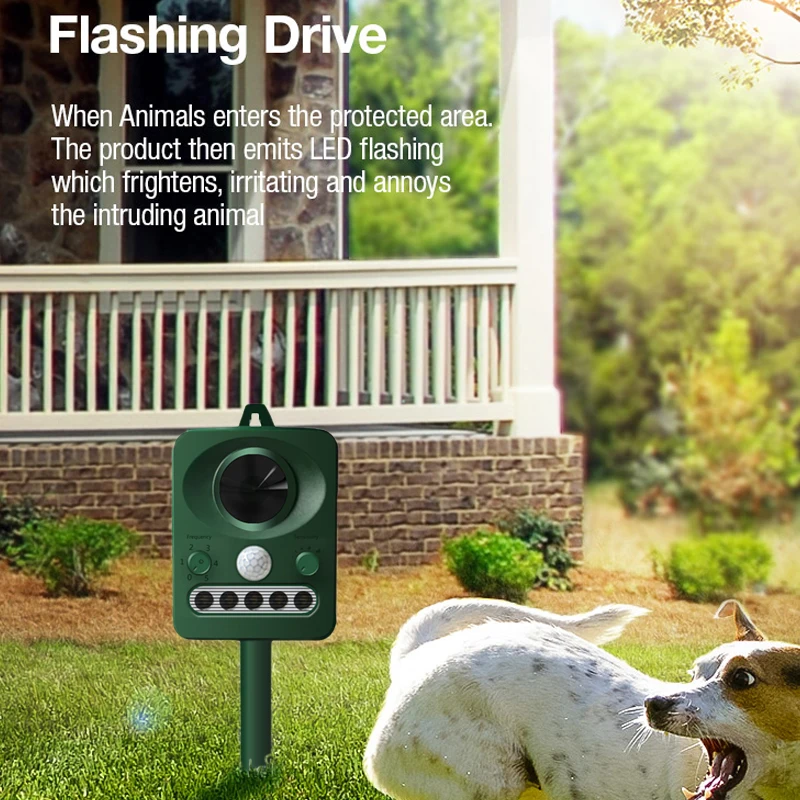 RC-512 Eco Friendly Ultrasonic Dog Repeller Infrared Detector 0.5W Cat Solar Power Bird | Дом и сад