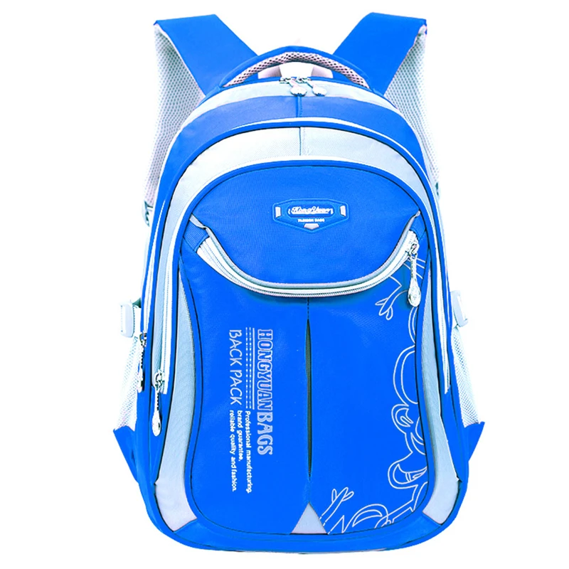 large light blue Детский водонепроницаемый школьный ортопедический рюкзак для девочек, унисекс, Классический Прочный Школьный Рюкзак Для Ноутбука, школьная сумка для мальчиков - Цвет: large light blue