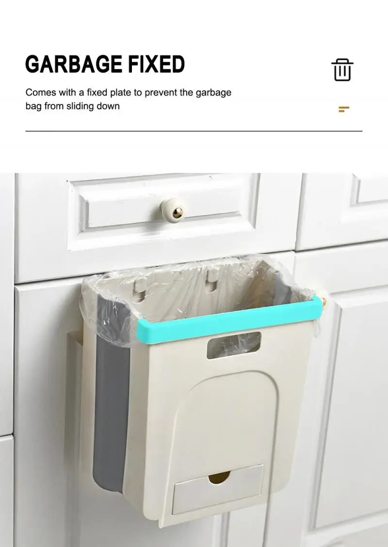 

Foldable Wall-mounted Trash Can Kitchen Trash Can Folding Car Trash Can Bathroom Toilet Bedroom Trash Storage Bin car Trash Can