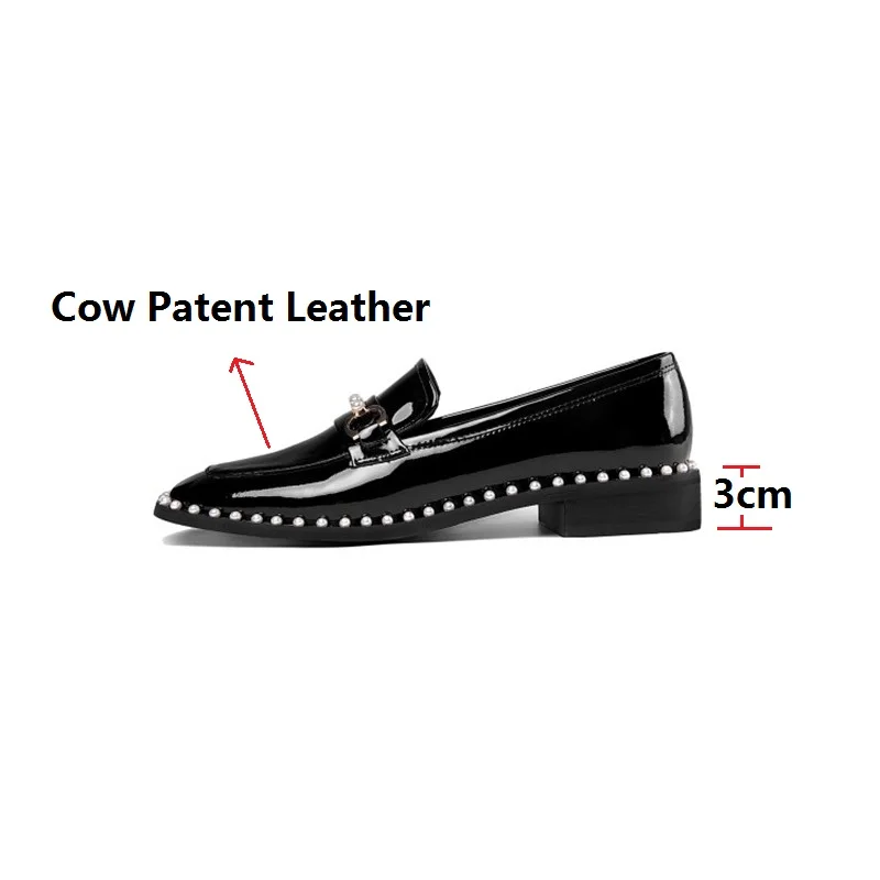 

LeShion Of Chanmeb Hot Sale 2021 New Slip ons Casual Shoes Women Big Size 43 Genuine Natural Leather Black Beige Loafers Pearls