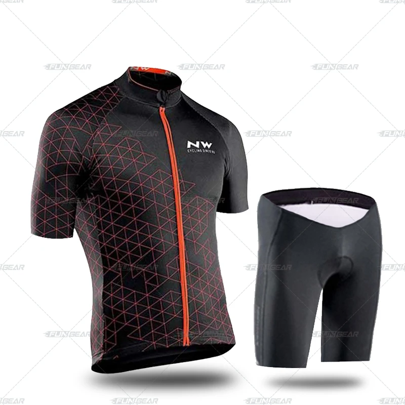 NormalCyclingSet Одежда для велоспорта, набор из Джерси для мужчин, набор одежды с коротким рукавом, облегающие костюмы, быстросохнущая дышащая рубашка Pro, шорты с 3D гелевой подкладкой - Цвет: NormalCyclingSet