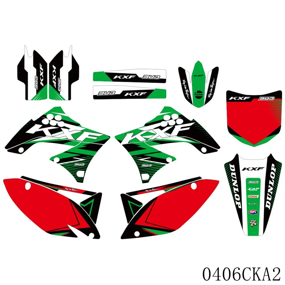 

For Kawasaki KXF450 KX450F KX 450F 2009 2010 2011 Full Graphics Decals Stickers Motorcycle Background Custom Number Name