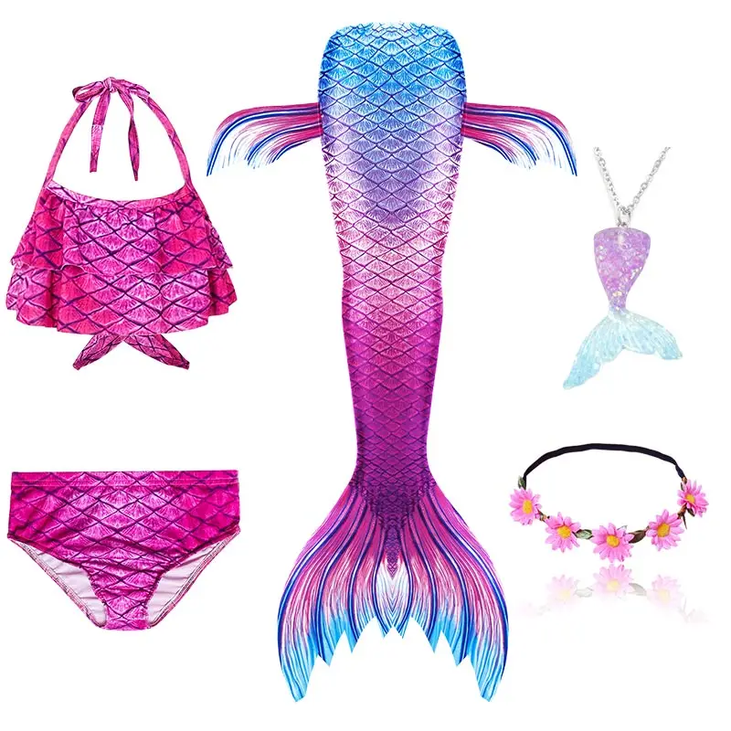 4 Цвета 3 штуки девочки дети комплект бикини для купания Русалочка девочек
