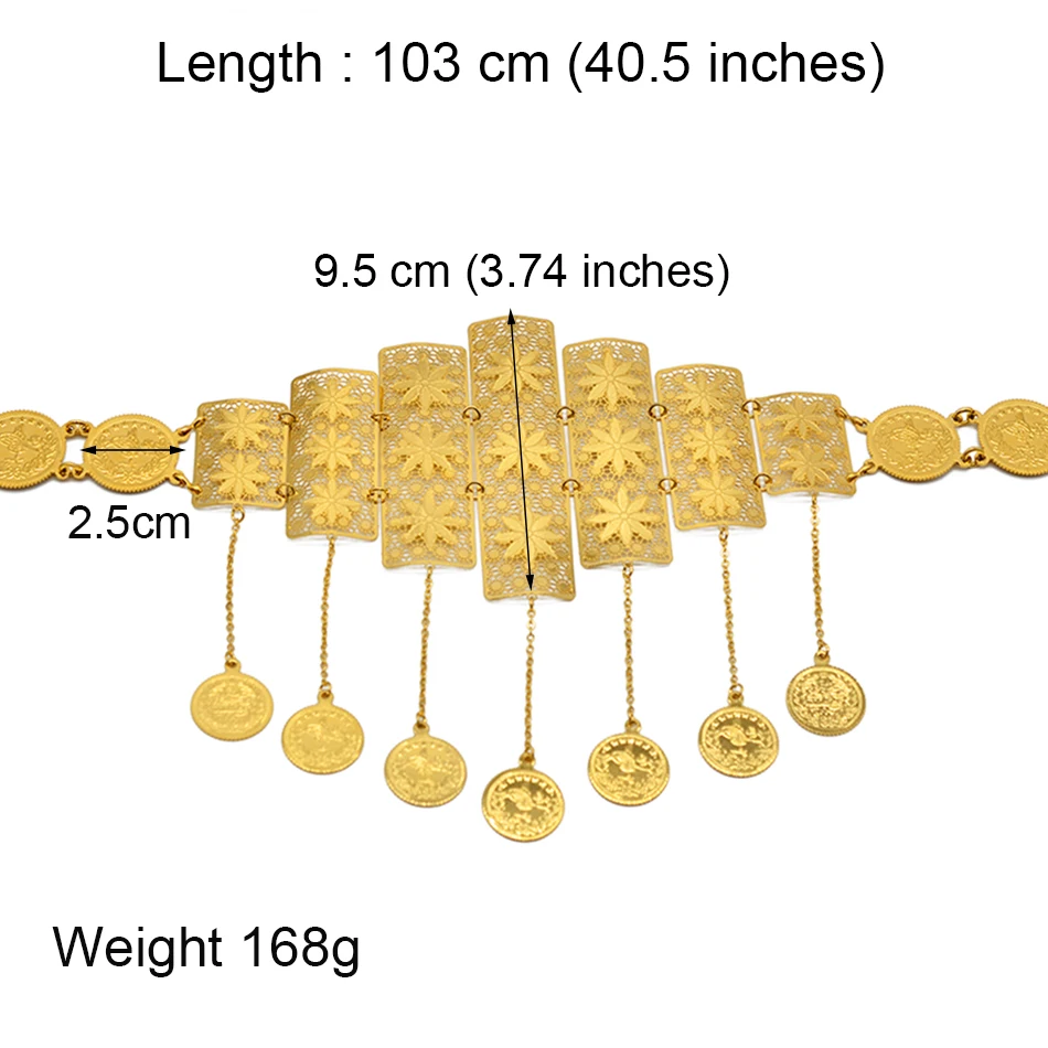 Пояс-цепочка Anniyo для женщин цепочка живота с турецкими монетами металлический