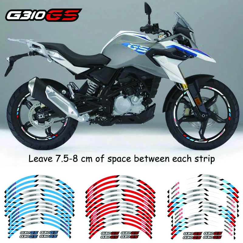 

Motorcycle front and rear wheels Edge Outer Rim Sticker Reflective Stripe Wheel Decals For BMW G310GS