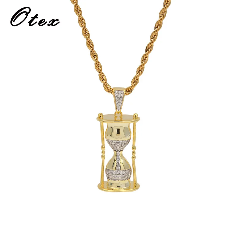 Модные медные ожерелья с подвеской в виде песочных часов золотого цвета
