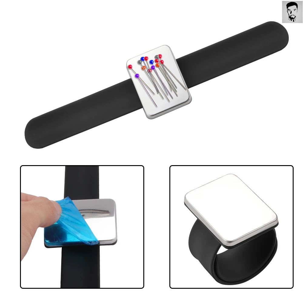 

3 Colors Sewing Pincushion Wrist Hand Magnetic Needle Pad Safety Pin Cushion Storage Apparel Pin Holder Sewing Supplies