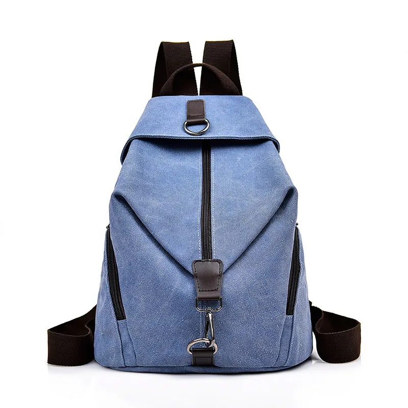

Men's casual travel canvas bag solid color backpack backpack college and middle school student school bag female backpack