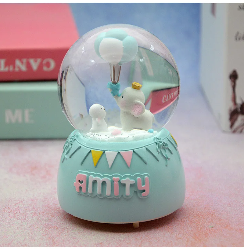 Strongwell Amusement Park Balloon Elephant Snow Globe Crystal Ball Christmas Music Box Christmas Decoration Home Birthday Gift