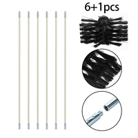 flexible 6pc rods with 1pc brush head chimney cleaner sweep rotary fireplaces inner wall cleaning brush cleaner chimneys access
