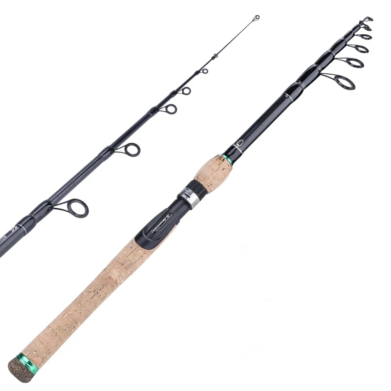 

PPGUN New Telescopic Lure Rod 1.8M 2.1M 2.4M 2.7M Carbon Fiber Cork Wood Handle Spinning Rod Fishing Pole Tackle