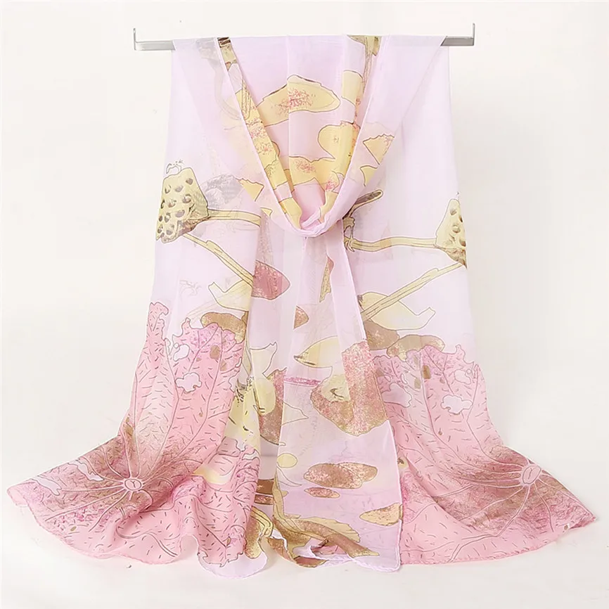 Зимний шарф женский длинный вуаль Цветочный Принт Мягкие пашмины шали и