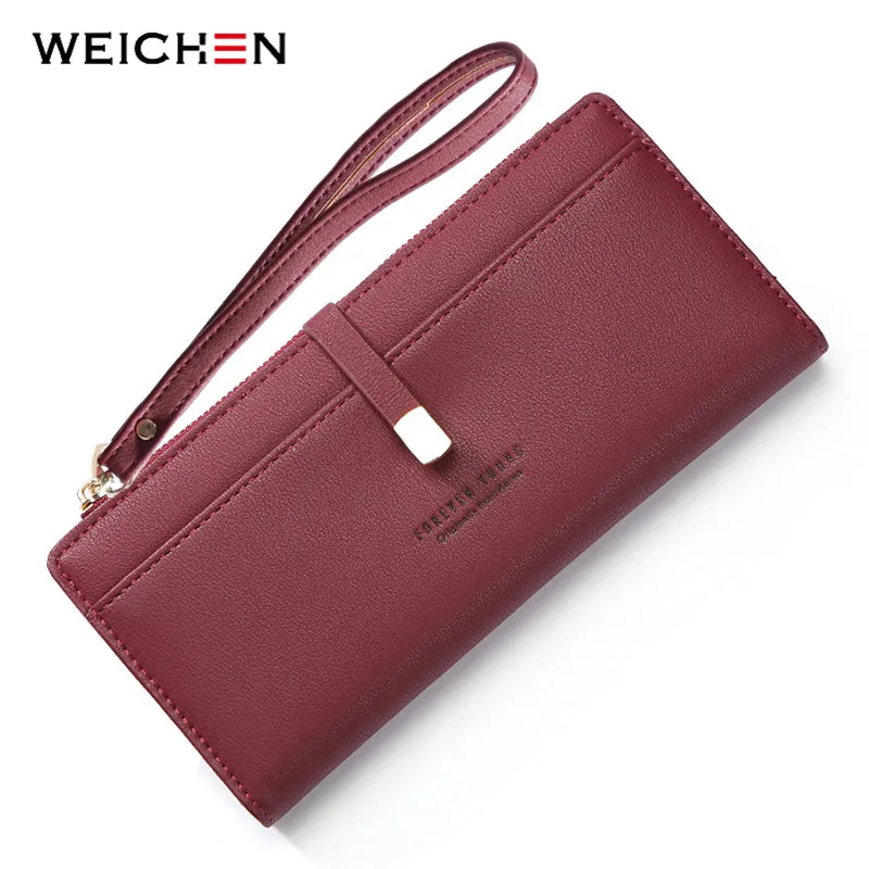 

WEICHEN Wristband Women Wallets Red Coin Cell Phone Pocket Ladies Clasp Clutch Purses Female Wallet Carteras High Quality