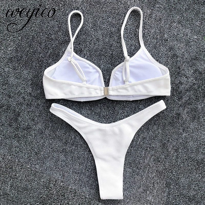 Микро бикини сексуальный женский купальник винтажный однотонный купальный