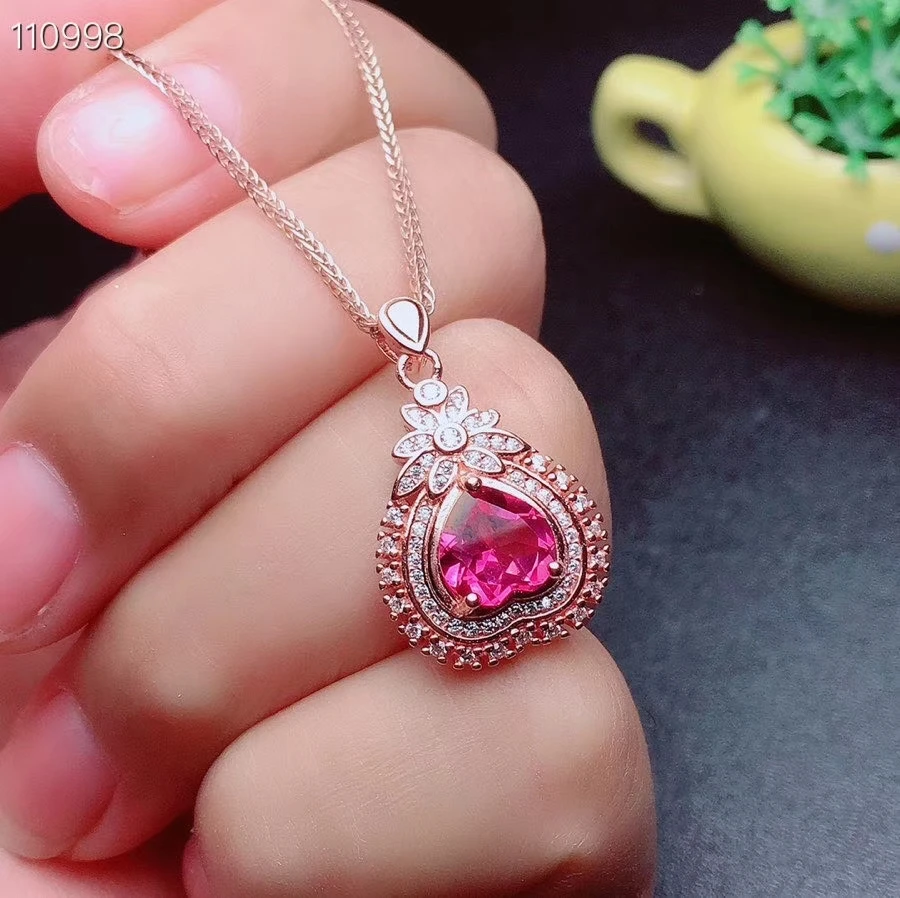 Ювелирные изделия KJJEAXCMY из натурального розового топаза Стерлинговое Серебро 925