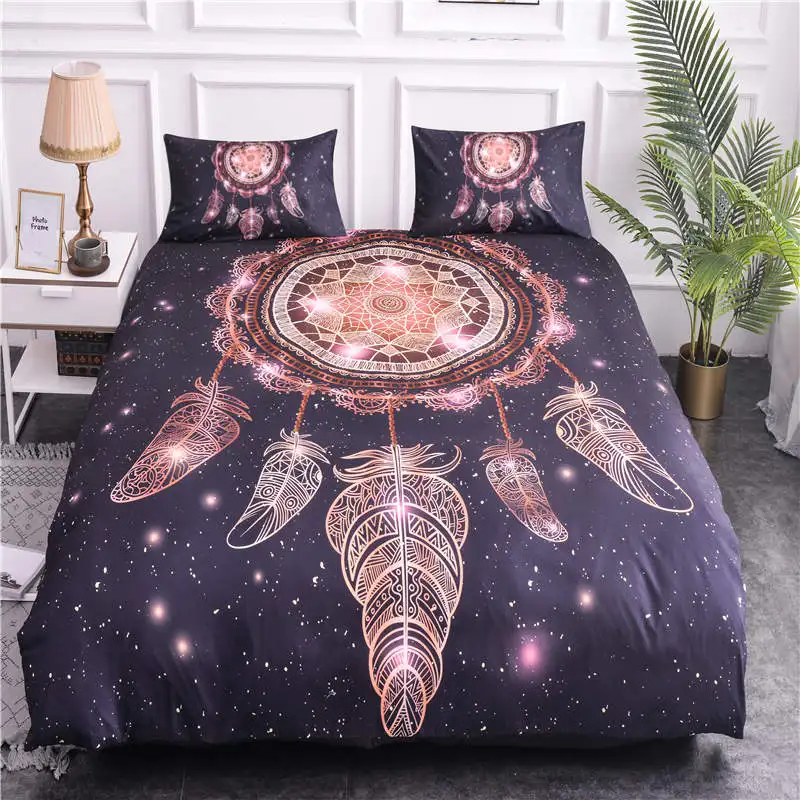 

Dream Catcher 3D Print Bedding Sets Bohemia Queen King Single Size Duvet Cover With Pillowcaser Home Decor Feathers Bedclothes