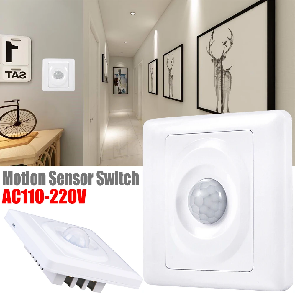 PIR Motion Sensor Light Switch premium Wall AC110-220V White Infrared Automatic | Обустройство дома