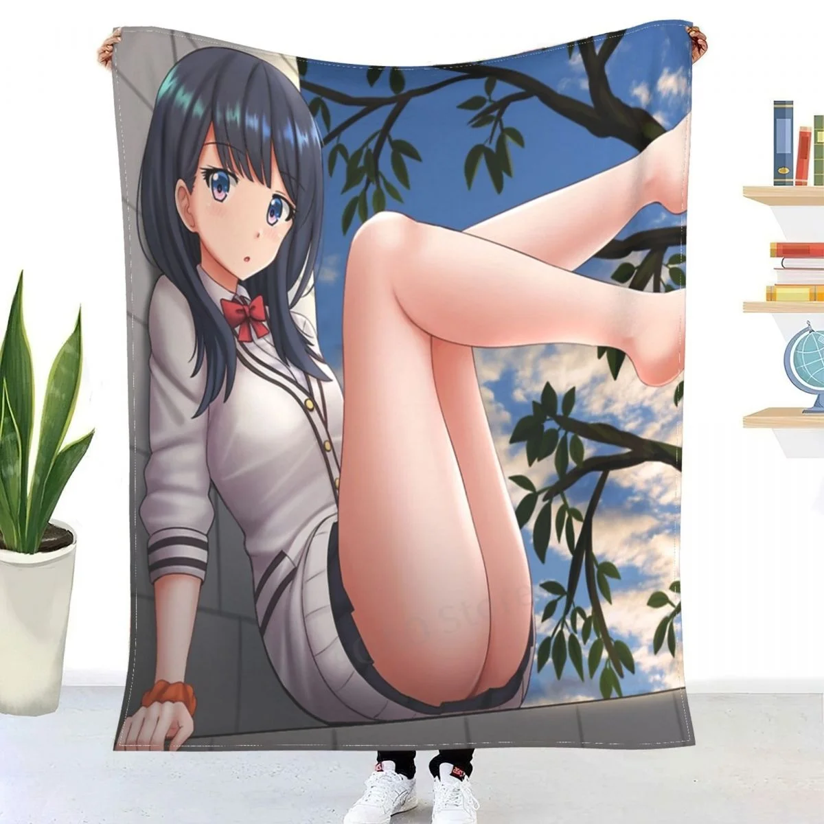 

Sexy Anime Girl Sitting By The Window Throw Blanket Sheets on the bed blanket/ on the sofa decorative bedspreads for children