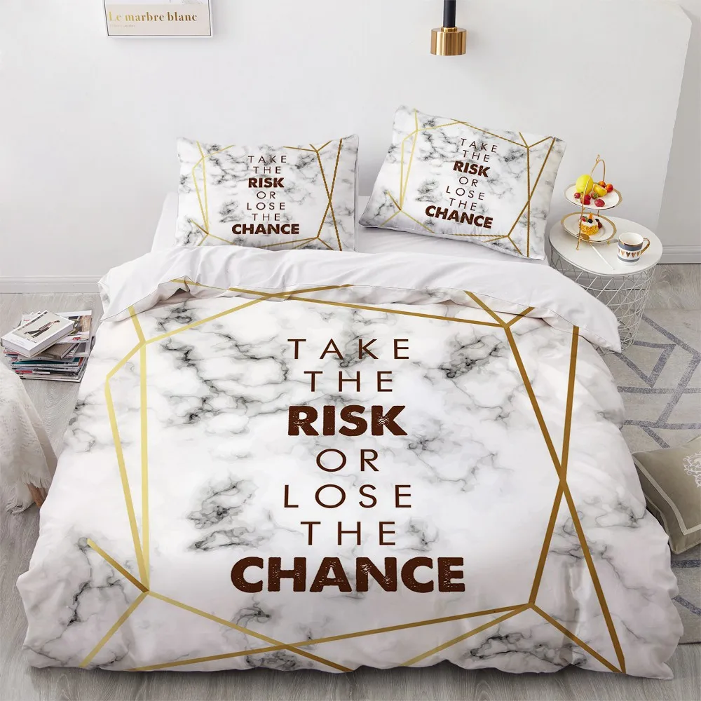 

Modern Comforther Cases 3D Custom Marbling Quilt Cover Sets Pillow Cottom 200*230cm Full Twin Double Size White Bedding Set