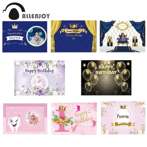 Allenjoy 1st на день рождения фон Единорог фон с воздушными шарами хрустальный шар золотой вечерние зуб баннер с цветочным узором в горошек детский подарок ткань